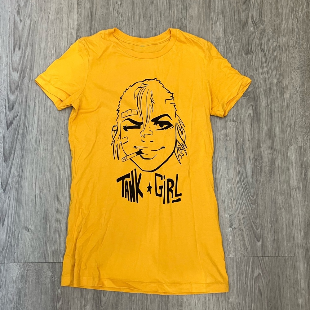 Yellow Graphic Tee with Tank Girl Design